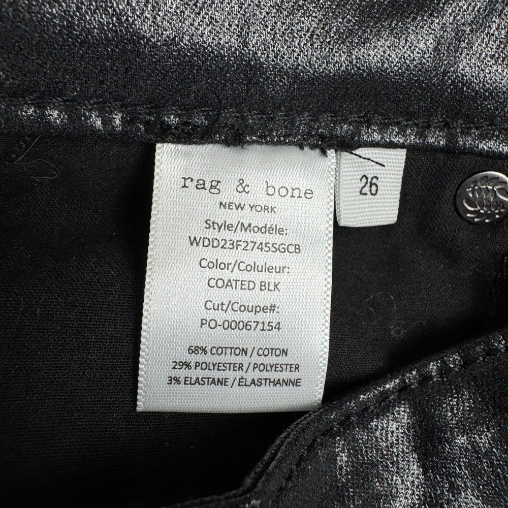 Rag & bone Nina High Rise Skinny Jeans 29" Coated Black Womens 26 - Picture 4 of 14